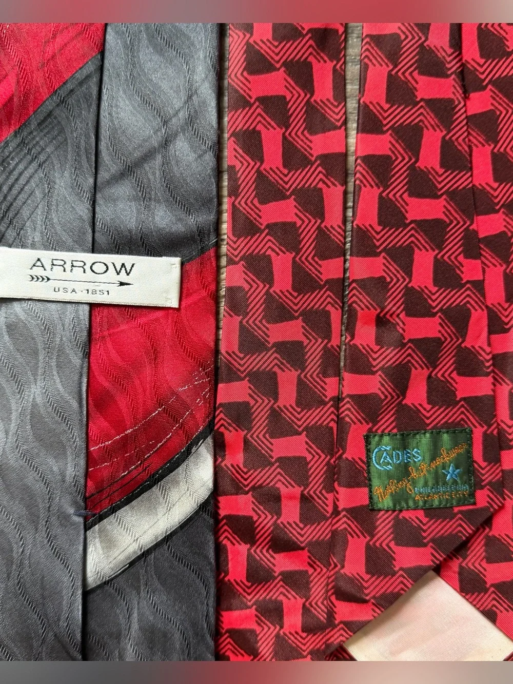 Lot of 6 red themed men’s classic neck ties Hagger Arrow Adolfo, Venezia, Botany